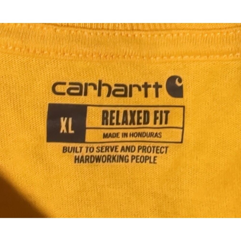 Carhartt Relaxed Fit Heavyweight Long Sleeve Yellow Shirt Mens Sz XL 100% Cotton - Picture 5 of 7